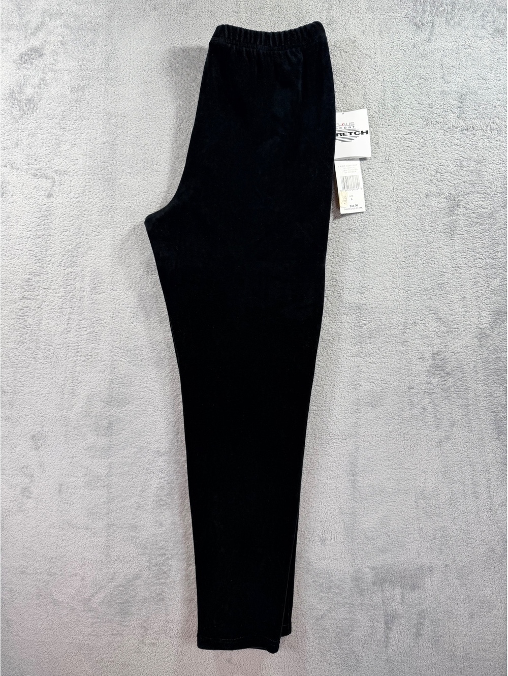 Chaus Sport Neutral Velour Black Elastic Waist Pants Size L - Picture 10 of 13